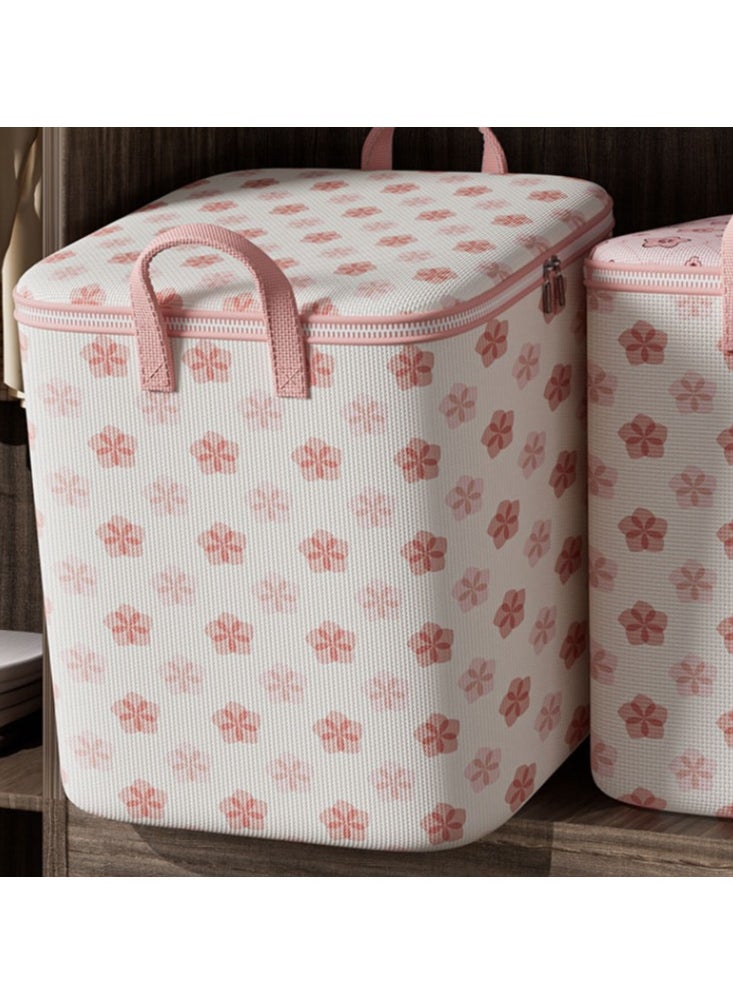 2 Pcs Storage Bags Dust Proof Foldable Closet Organizers Storage Containers with Handle Storage Containers for Bedding Comforters(Pink)