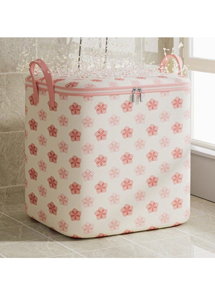 2 Pcs Storage Bags Dust Proof Foldable Closet Organizers Storage Containers with Handle Storage Containers for Bedding Comforters(Pink)