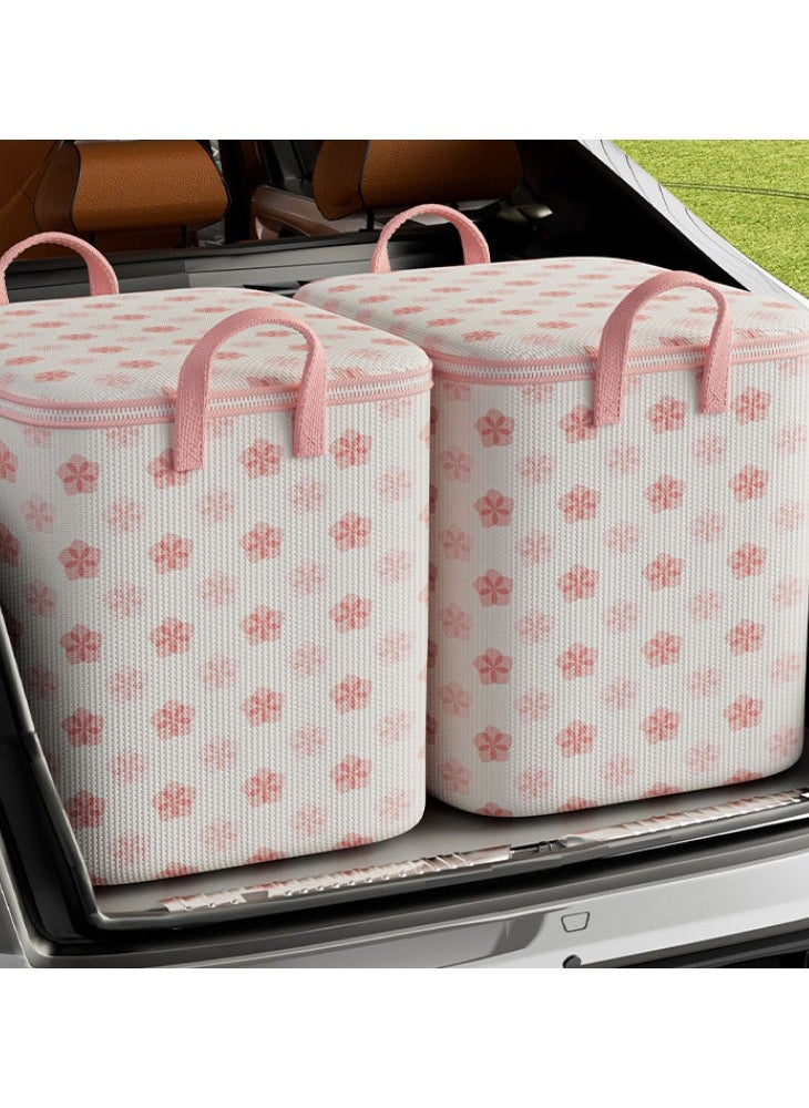 2 Pcs Storage Bags Dust Proof Foldable Closet Organizers Storage Containers with Handle Storage Containers for Bedding Comforters(Pink)