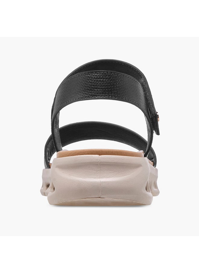 Flora Bella By Shoexpress Women's Textured Strap Sandals with Hook and Loop Closure  - Image 5