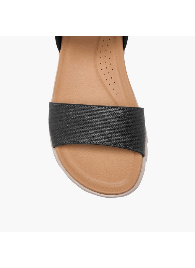 Flora Bella By Shoexpress Women's Textured Strap Sandals with Hook and Loop Closure  - Image 4
