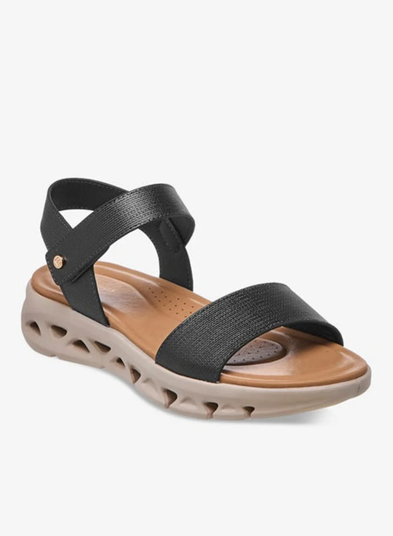 Flora Bella By Shoexpress Women's Textured Strap Sandals with Hook and Loop Closure
