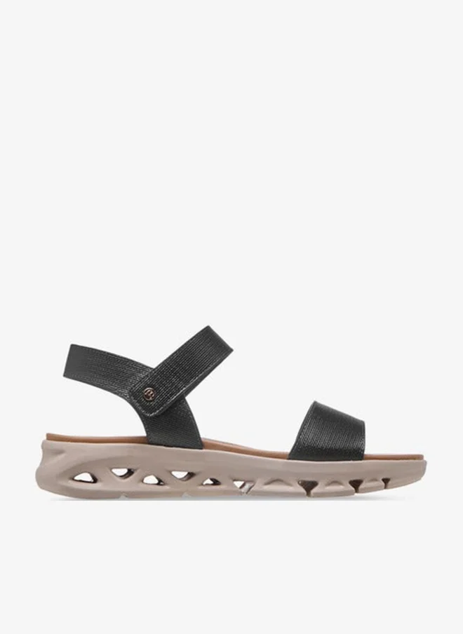 Flora Bella By Shoexpress Women's Textured Strap Sandals with Hook and Loop Closure