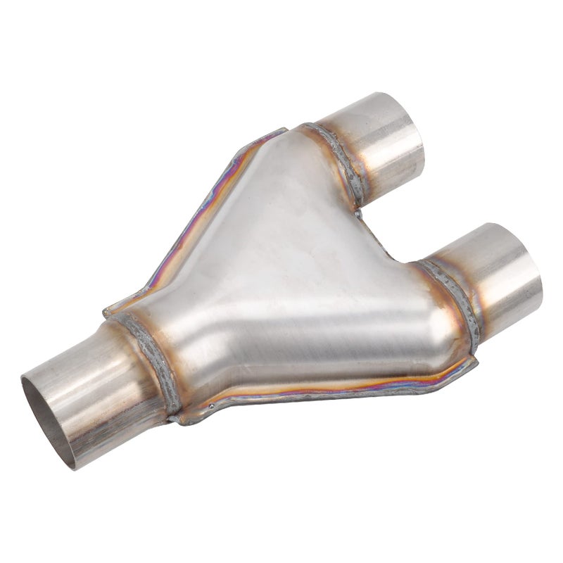 FGJQEFG T409 Stainless Steel Y Pipe 2.25'' Inch ID Single to 2.25'' Inch ID Dual Stamped Exhaust Adapter Connector, Overall Length: Approx. 10", Universal
