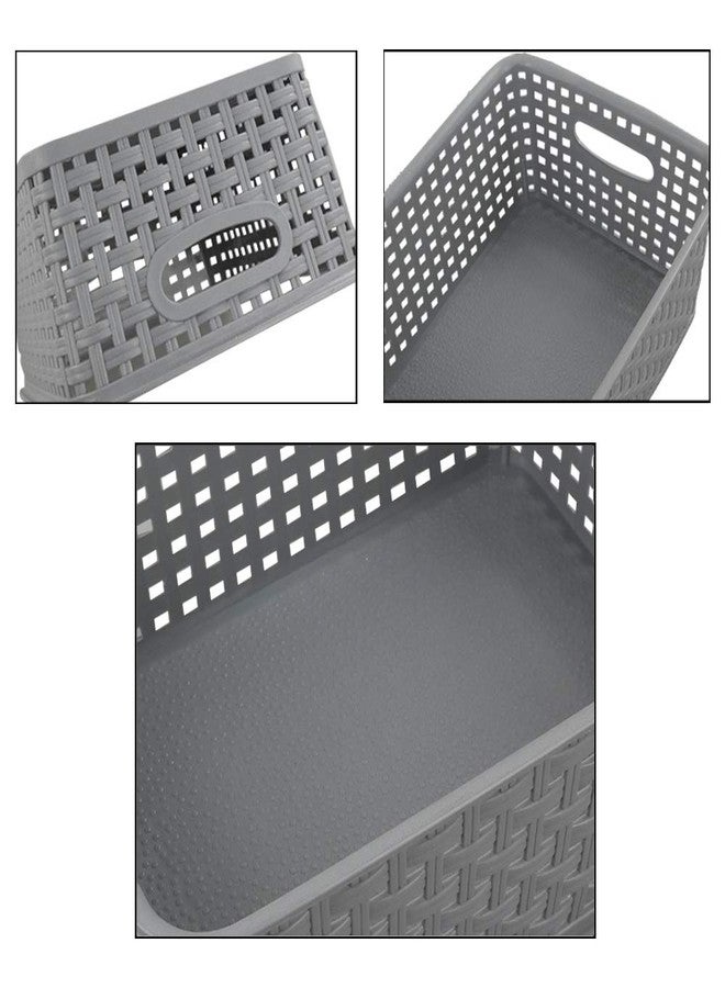 Teyyvn Plastic Storage Basket, 10.03" x 7.59" x 4.09", Pack of 6, Gray - Image 2