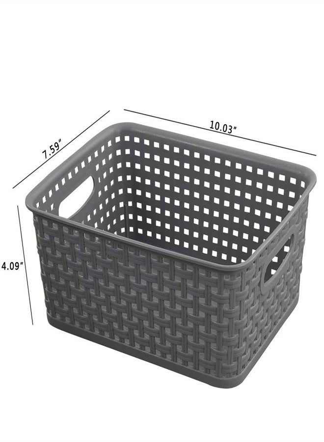 Teyyvn Plastic Storage Basket, 10.03" x 7.59" x 4.09", Pack of 6, Gray - Image 3