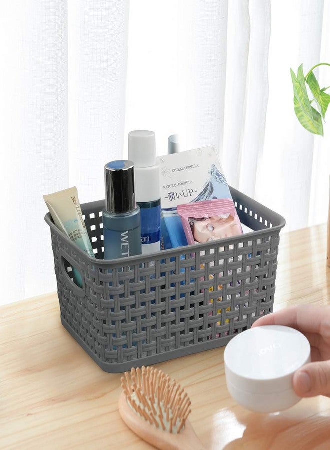 Teyyvn Plastic Storage Basket, 10.03" x 7.59" x 4.09", Pack of 6, Gray - Image 5