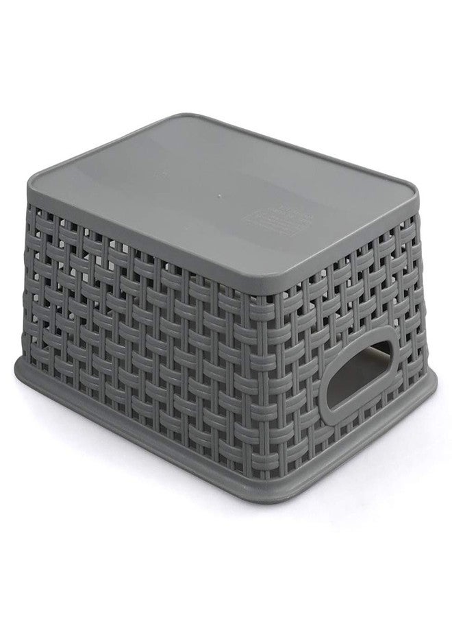 Teyyvn Plastic Storage Basket, 10.03" x 7.59" x 4.09", Pack of 6, Gray - Image 4