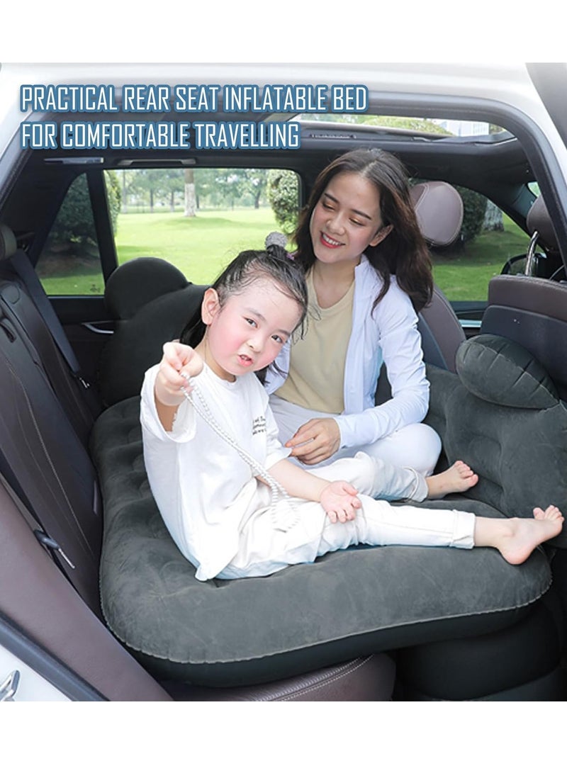 Sharpdo 3 Piece Flocking Air Mattress Car Inflatable Bed  for Home and Car  C01-Beige with Headrest - Image 4