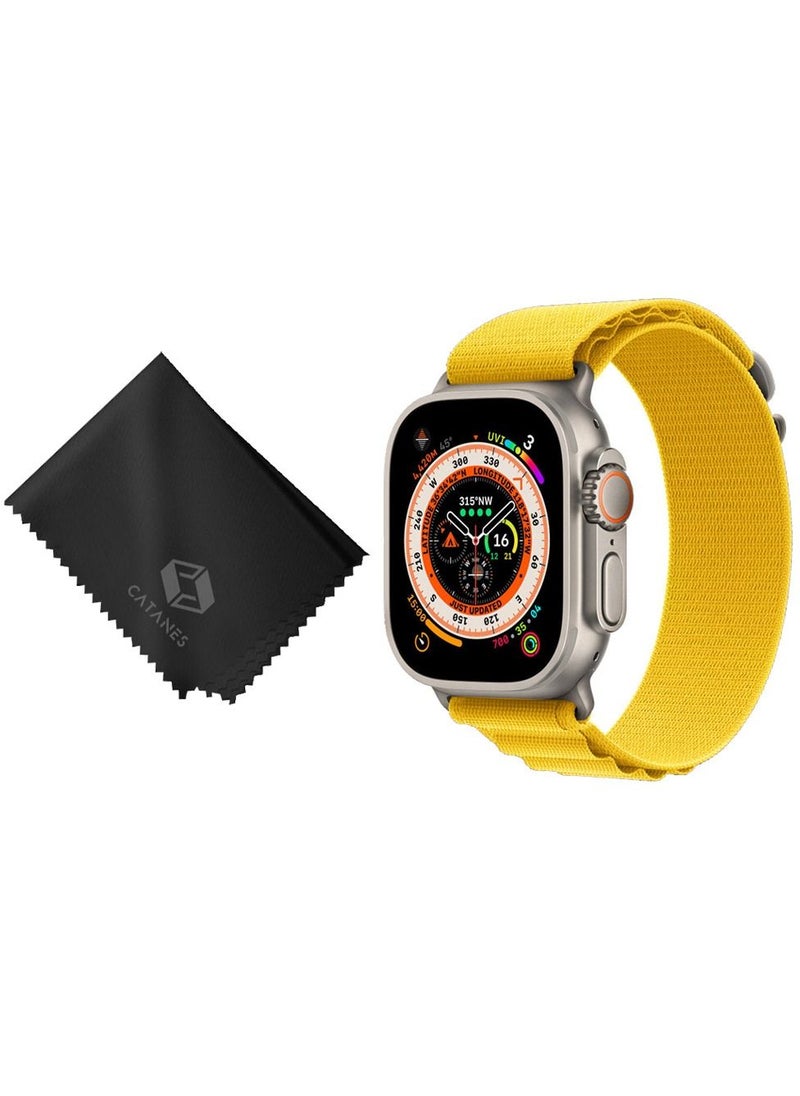 CATANES - 2 Packs Of Apple Watch Band and Microfiber Cloth Alpine Loop Band 49mm 45mm 44mm 42mm Women Men Adjustable with Metal G-Hook Strap for iWatch Ultra Series SE 8/7/6/5/4/3/2/1 Yellow - Image 1