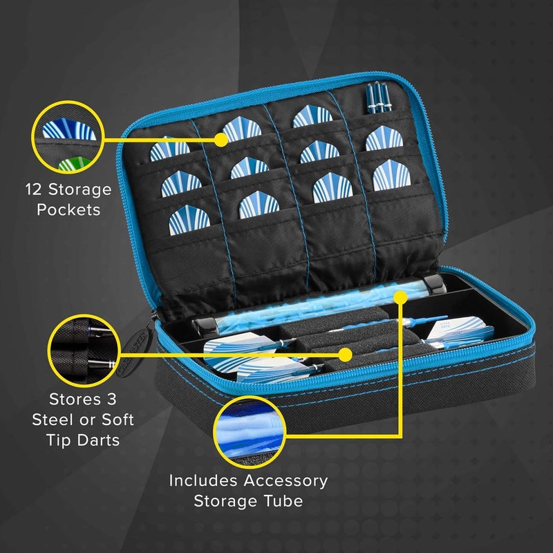 CASEMASTER Plazma Dart Case for Soft and Steel Tip Darts, Holds 3 Darts and Features Built-In Storage Tube and Pockets for Flights, Tips, Shafts, and Personal Items - Image 2