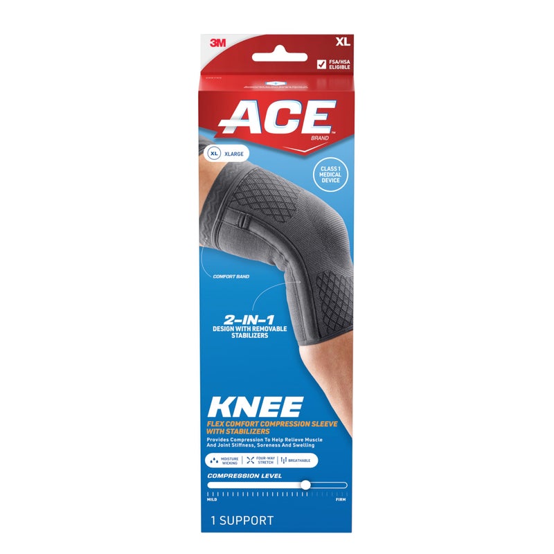 ACE Brand Flex Comfort Compression Knee Sleeve with Stabilizers 208703 XLarge - Image 2