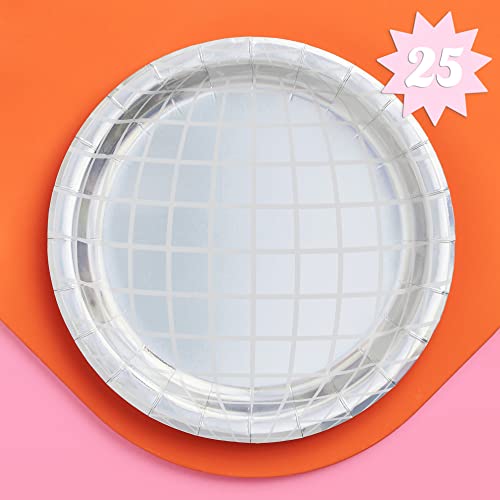 xo Fetti Disco Ball Paper Plates  25 pk 9  Bachelorette Party Decorations Last Disco Space Cowboy Birthday Party 70s Groovy Party