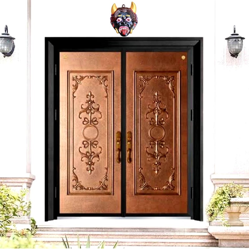 FLAIMYST Kirtimukha for Home Door in Aluminium Metal, Kirtimukha Wall Hanging for Home Decor, Nazar Battu for Home Entrance (Black 16X13) - Image 4