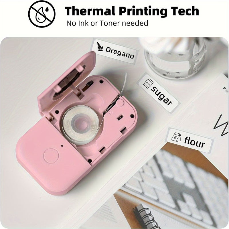 Purple Thermal Mini Label Printer Portable Label Maker Machine with Tape Compatible with iOS Android for Home Office Organization - Image 5