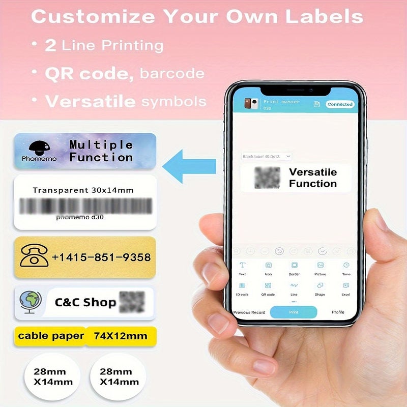 Purple Thermal Mini Label Printer Portable Label Maker Machine with Tape Compatible with iOS Android for Home Office Organization - Image 3