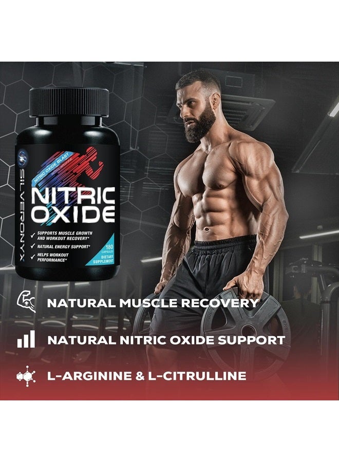 SilverOnyx Extra Strength Nitric Oxide Supplement L Arginine 3X Strength - Citrulline Malate, AAKG, Beta Alanine - Premium Muscle Supporting Nitric Booster for Strength & Energy to Train Harder - 180 Capsules - Image 3