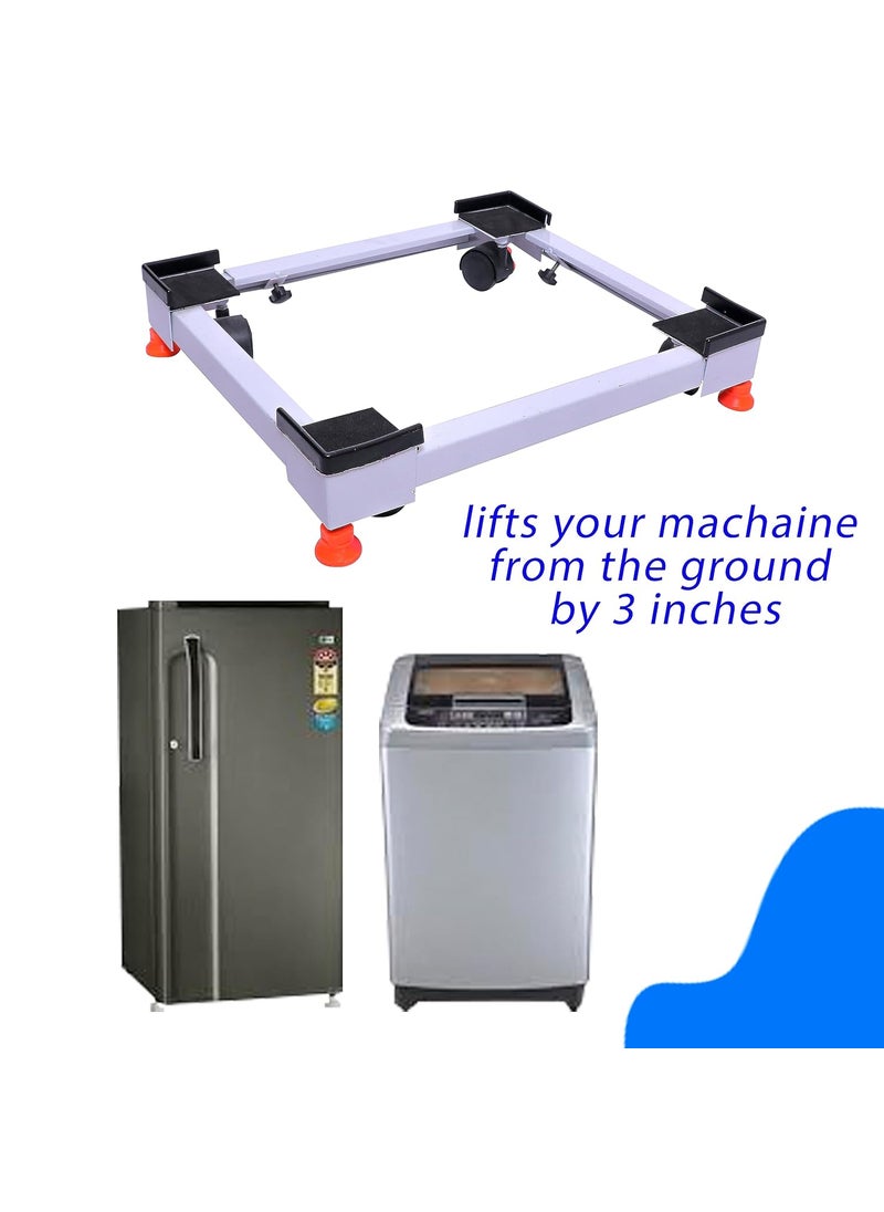 DIVI HOME DIVI HOMEAdjustable Wheeled Metal StandTrolley Suitable for Front and top Load Washing MachineRefrigeratorDishwasher Multipurpose Metal Trolley with Wheels White  - Image 2