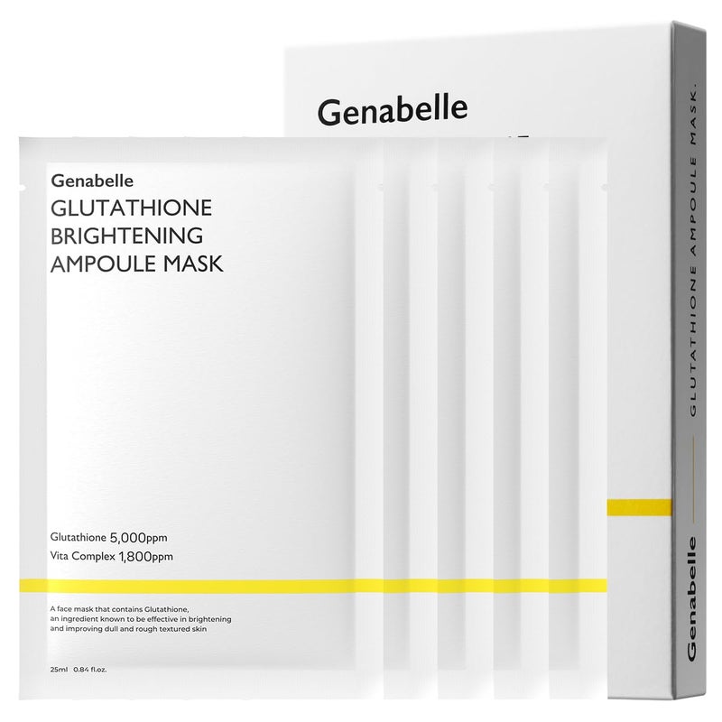 Glutathione Brightening Ampoule Mask  Lightweight Intensive Brightening Mask Sheet 5pcs