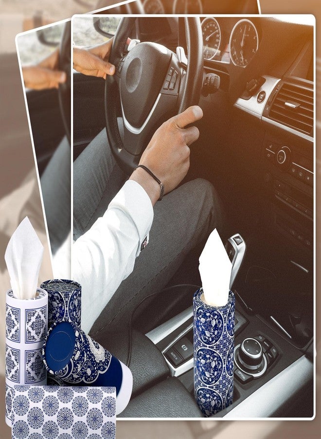 Vesici 16 Pieces Cylinder Tube Round Tissue Box Holder Car Cup Holder Dispenser Bulk Canned Facial Tissue Cover Disposable Travel Face Towel Napkin Container (Fresh Style) - Image 4