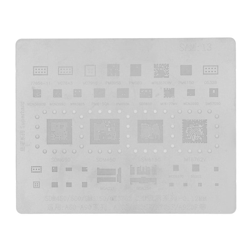 BGA Reballing Stencil 0.12mm Stainless Steel Phone CPU Rework Tool - Fast Tinning Accurate Positioning Stencil for SDM450 SM6150 MT6762 IC Chip Repair - Image 1