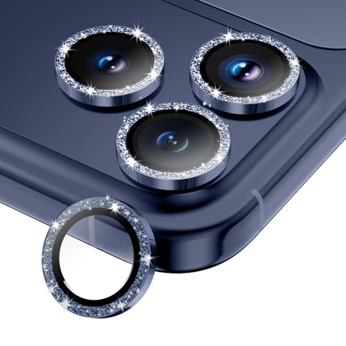 Wumigoo for iPhone 17 Pro/iPhone 17 Pro Max Camera Lens Protector, Tempered Glass Screen Protector Metal Individual Camera Cover Accessories [Anti-drop] Case Friendly- Glitter Deep Blue - Image 1