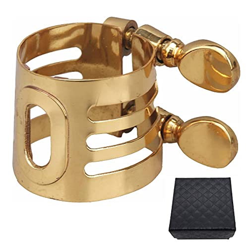 Jiayouy Gold Plated Soprano Saxophone Mouthpiece Ligature Double Screws Ligature Brass - Image 1
