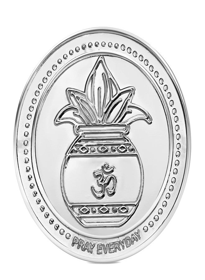 Silver Plated Mangal Kalash Coin - Sacred Kalash with OM for Peace & Prosperity (Pack of 2)