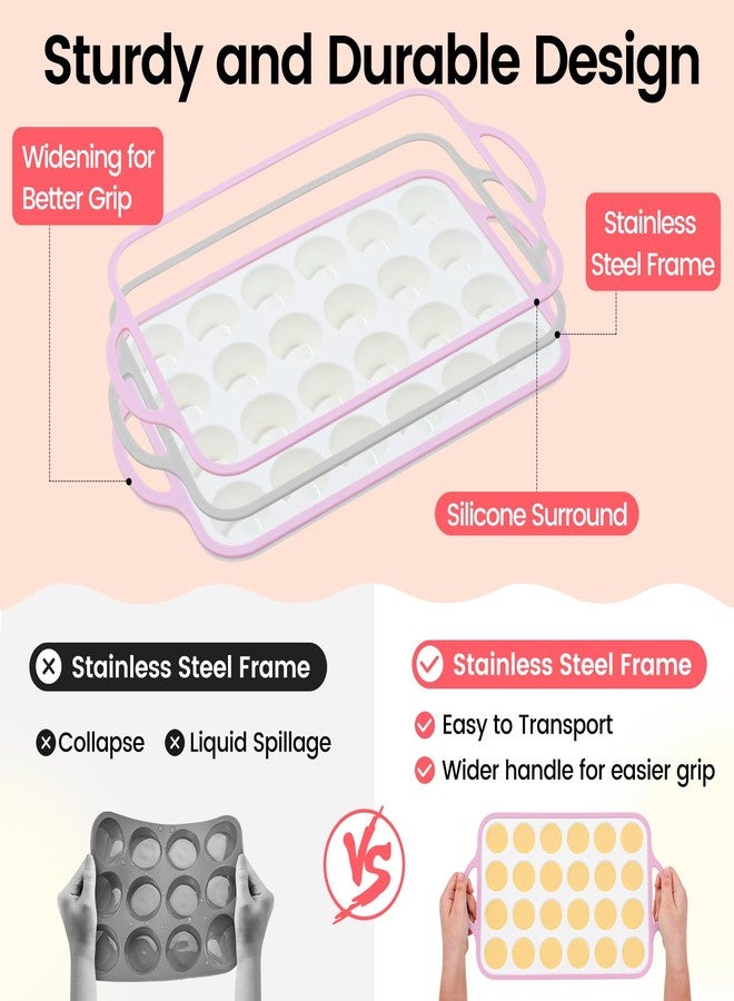 Fimary Silicone Mini Muffin Pan With Metal Reinforced Frame - 24 Cups Durable Silicone Cupcake Pan for Muffin, Cupcakes, BPA Free and Dishwasher Safe - 2 Piece Pink - Image 4