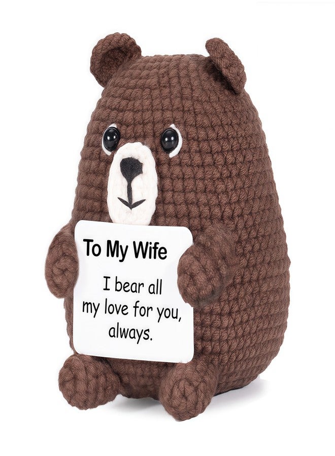 RovyFota Inspirational Gift for Women-Handmade Positive Bear,Romantic Birthday Wedding Anniversary Valentines Gifts for Her, Small Cute Decor Present for Her (to My Wife) - Image 1