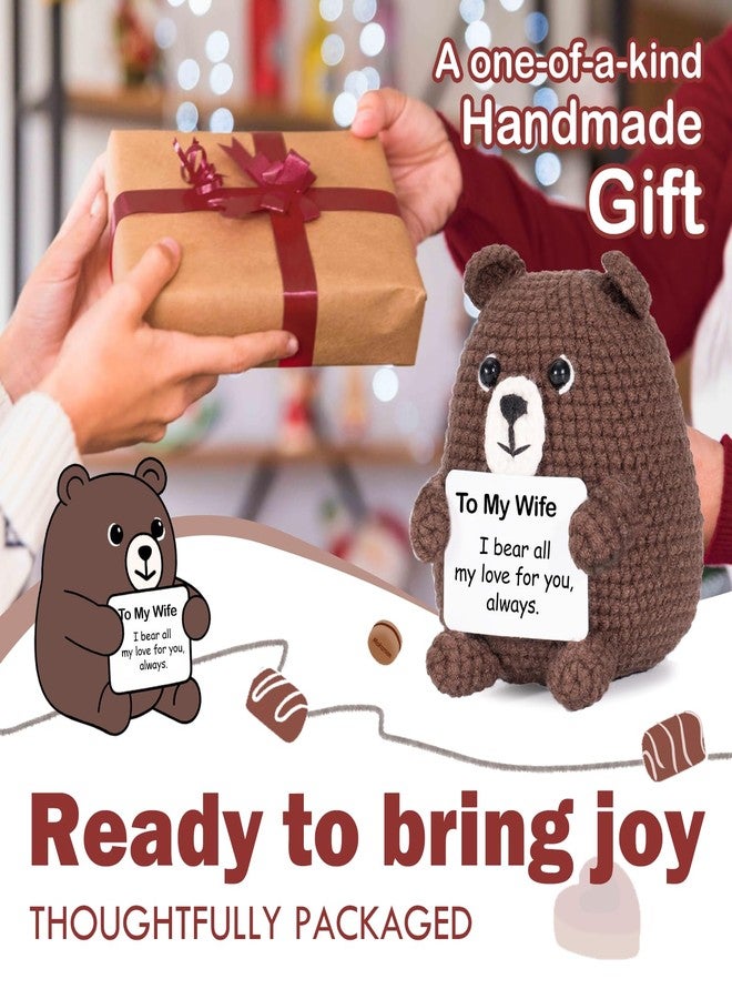 RovyFota Inspirational Gift for Women-Handmade Positive Bear,Romantic Birthday Wedding Anniversary Valentines Gifts for Her, Small Cute Decor Present for Her (to My Wife) - Image 3