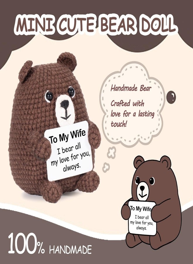 RovyFota Inspirational Gift for Women-Handmade Positive Bear,Romantic Birthday Wedding Anniversary Valentines Gifts for Her, Small Cute Decor Present for Her (to My Wife) - Image 2