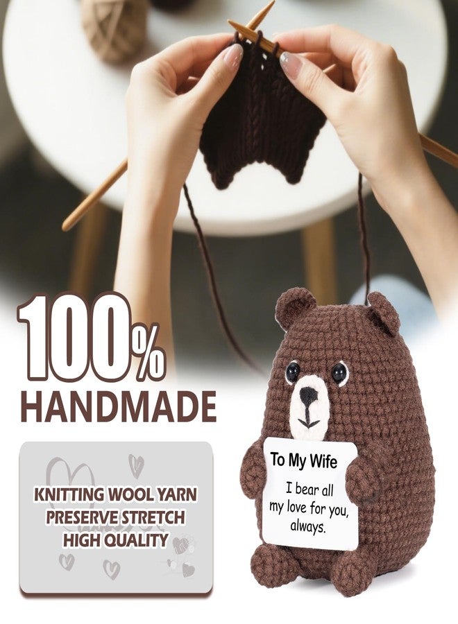 RovyFota Inspirational Gift for Women-Handmade Positive Bear,Romantic Birthday Wedding Anniversary Valentines Gifts for Her, Small Cute Decor Present for Her (to My Wife) - Image 4