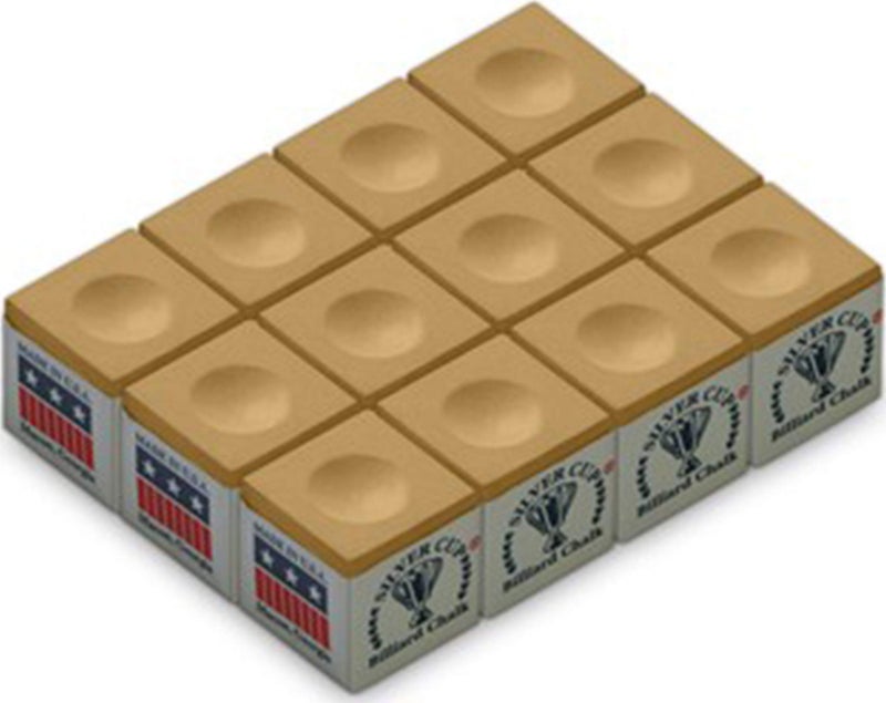 Silver Cup One Dozen Tan Pool Cue Chalk (FBA_CHS12 TAN)