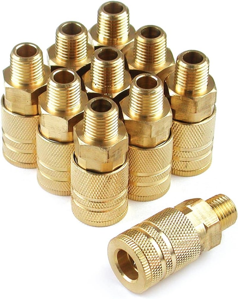 Primefit IC1414MB6B10P 14Inch 6Ball Brass Male Industrial Coupler Contractor Pack 10Piece - Image 1