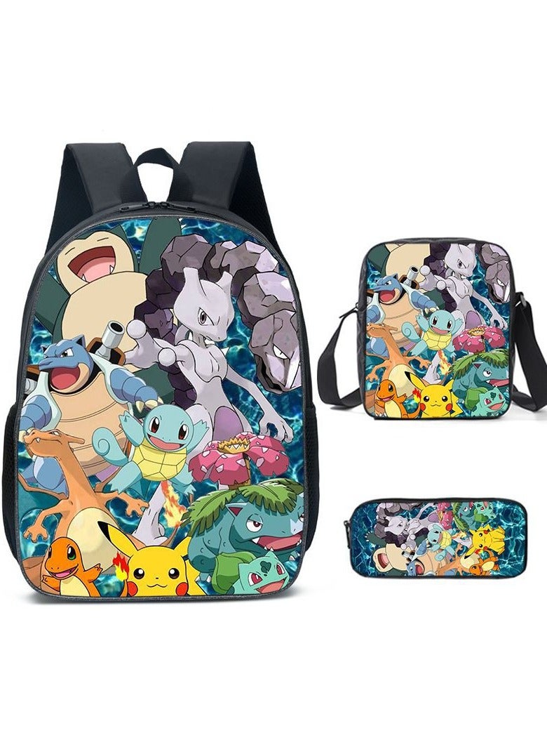 حقيبة ظهر للطلاب من بوكيمون مكونة من ثلاث قطع 40*30*15 سم