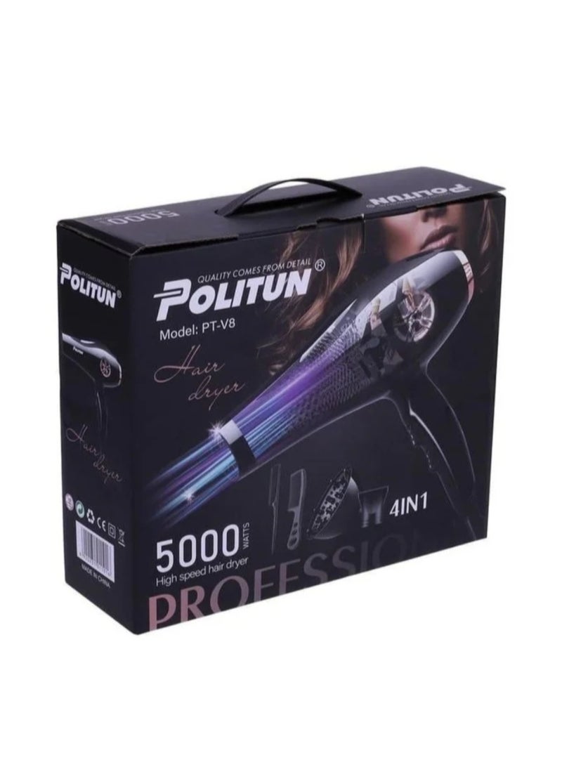 Politun 4 In 1 Professional High Speed Hair Dryer 5000W - Model PT-V8 - Image 2