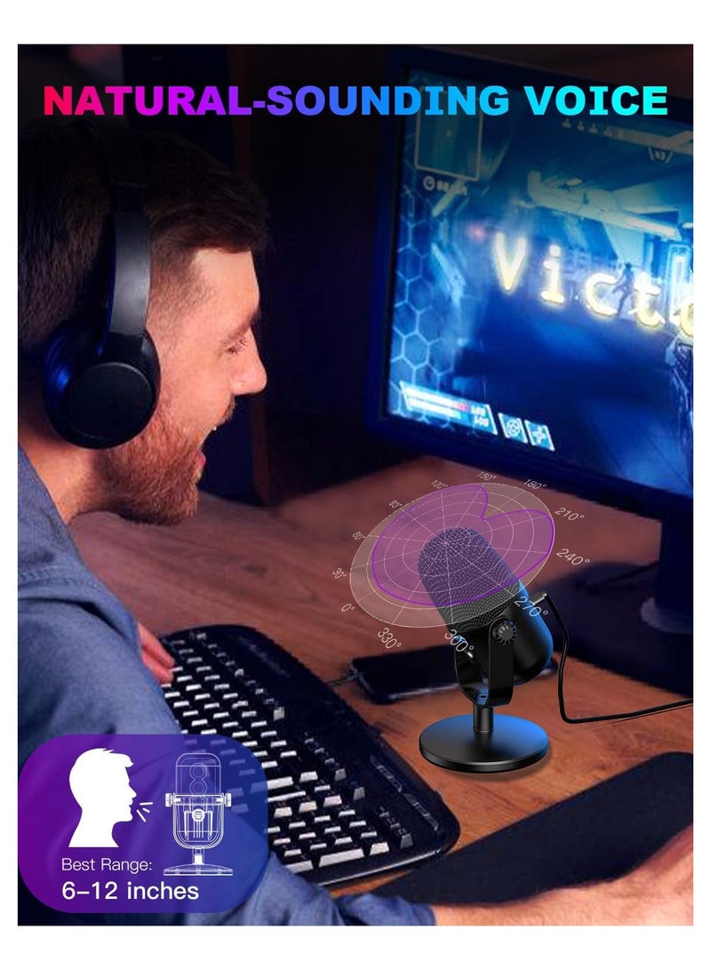 onikuma ONIKUMA GAMING USB Condenser Microphone, Mini USB Microphone, Noise Cancellation PC Microphone with Mute, Cardioid Pickup Pattern for Streaming, Twitch, Online Chat, RGB Computer Mic for PC Gamer Brand: ONIKUMA GAMING - Image 3