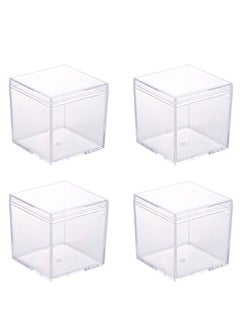 Y&D Clear Acrylic Boxes with Lid - 4 Pack 5.5 x cm Small Lucite for Gifts, Weddings, Party Favors, Treats, Candies & Accessories, Plastic Storage  - Image 1