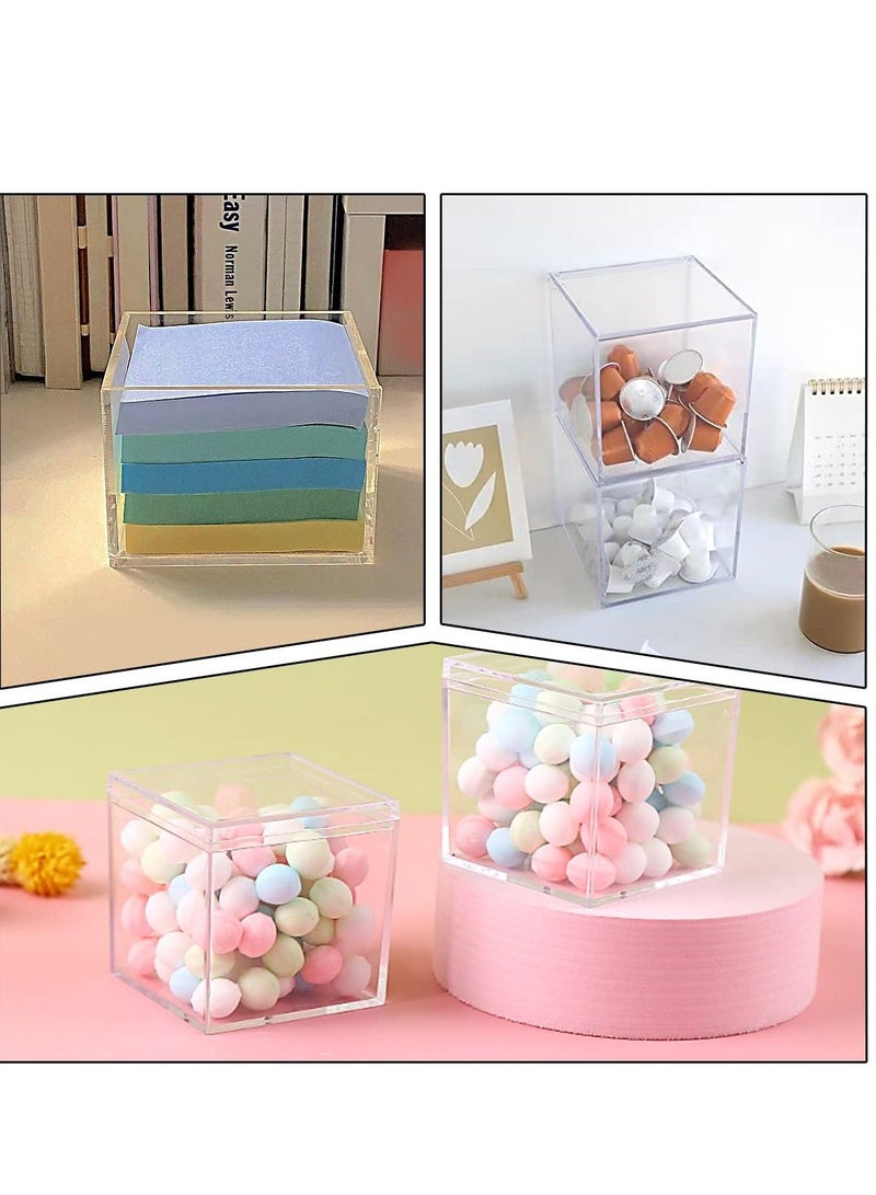 Clear Acrylic Boxes with Lid - 4 Pack 5.5 x cm Small Lucite for Gifts, Weddings, Party Favors, Treats, Candies & Accessories, Plastic Storage