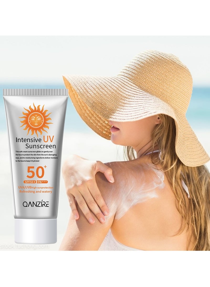 QANZIRE Face Sunscreen Even ment Perfector ment Control Sun Fluid , High UVA/UVB Protection, SPF50++, Reduces ment Spots 50g - Image 1