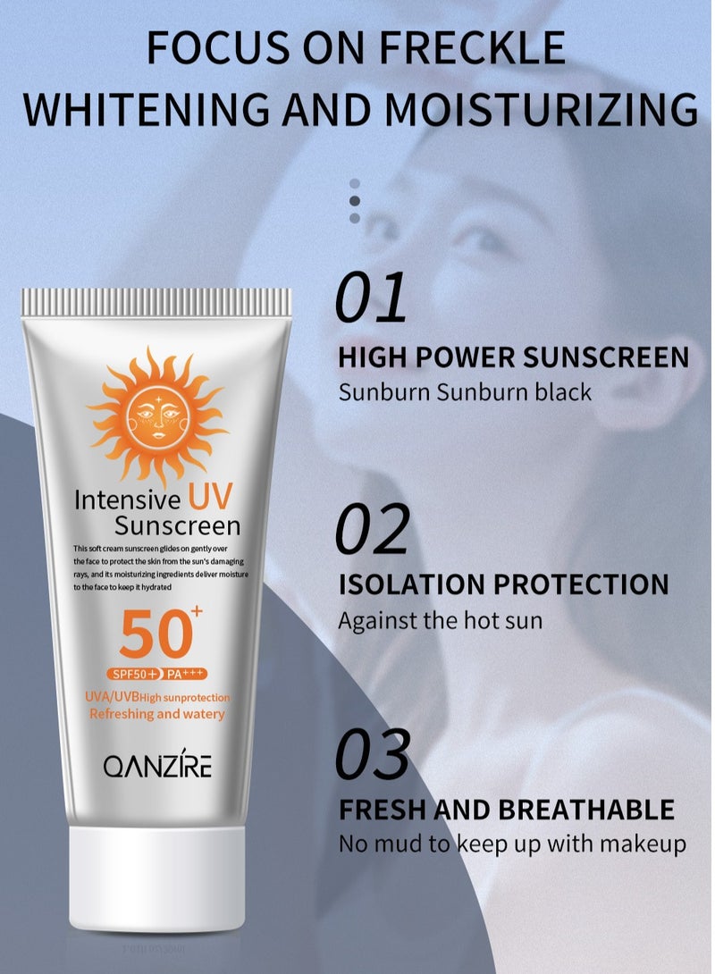 QANZIRE Face Sunscreen Even ment Perfector ment Control Sun Fluid , High UVA/UVB Protection, SPF50++, Reduces ment Spots 50g - Image 2