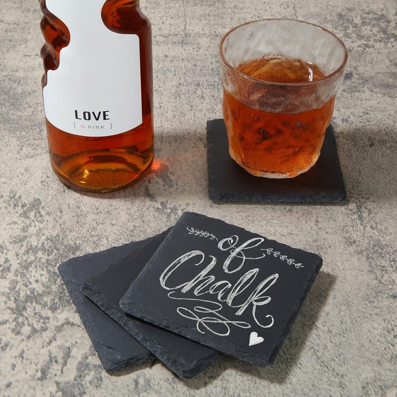 MIVIDE 12PCS 10x10CM Square Slate Coasters, Blank Slate Coasters Bulk, Black Slate Drink Coasters, Natural Slate Table Coasters Sets - Image 3