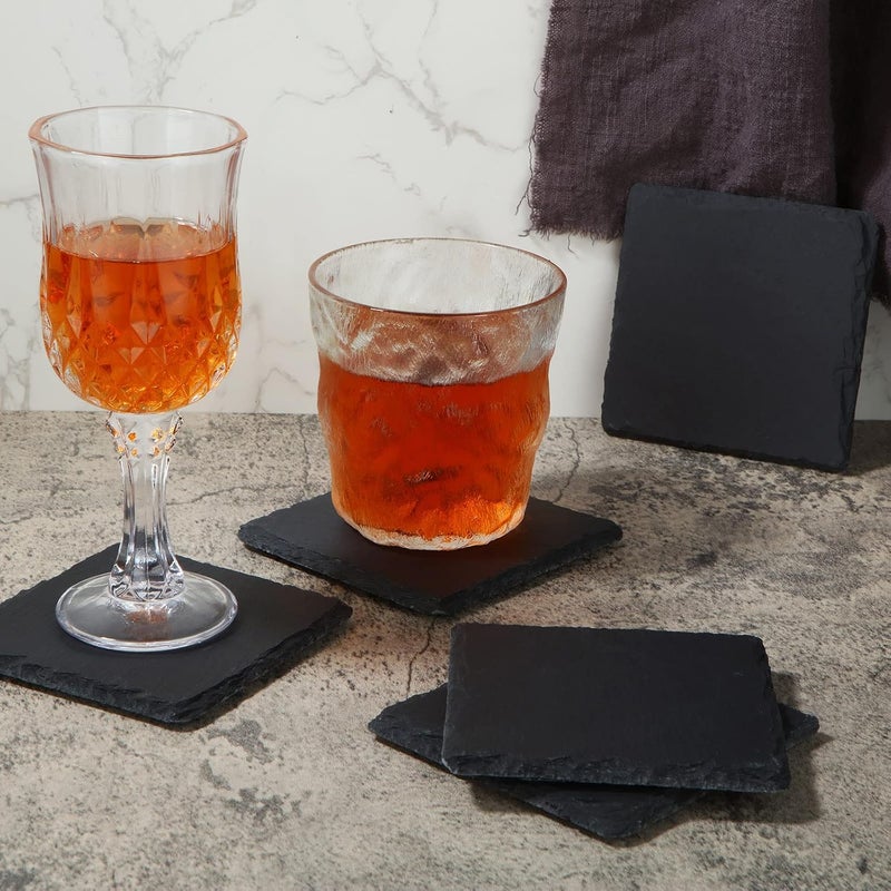 MIVIDE 12PCS 10x10CM Square Slate Coasters, Blank Slate Coasters Bulk, Black Slate Drink Coasters, Natural Slate Table Coasters Sets - Image 5