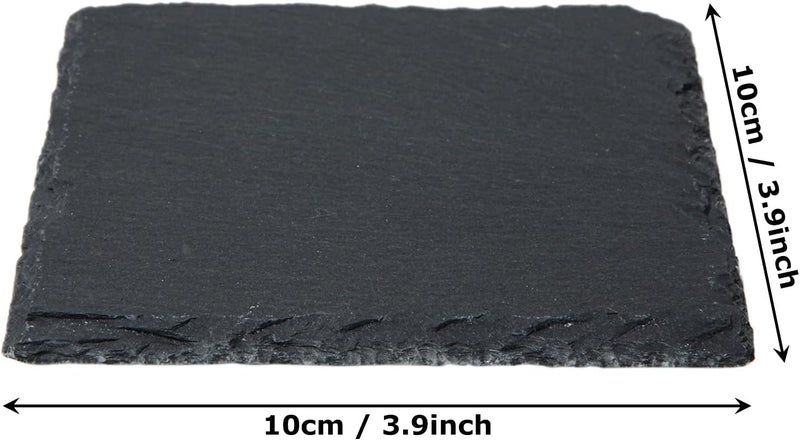 MIVIDE 12PCS 10x10CM Square Slate Coasters, Blank Slate Coasters Bulk, Black Slate Drink Coasters, Natural Slate Table Coasters Sets - Image 2