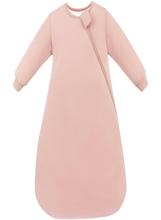 PurComfy Supersoft Long Sleeve Sleep Sack 1.0 TOG, Premium Bamboo Baby Sleeping Bag 2-Way Zipper Sleep Sack with Sleeves 3-6 Month, Blush - Image 1