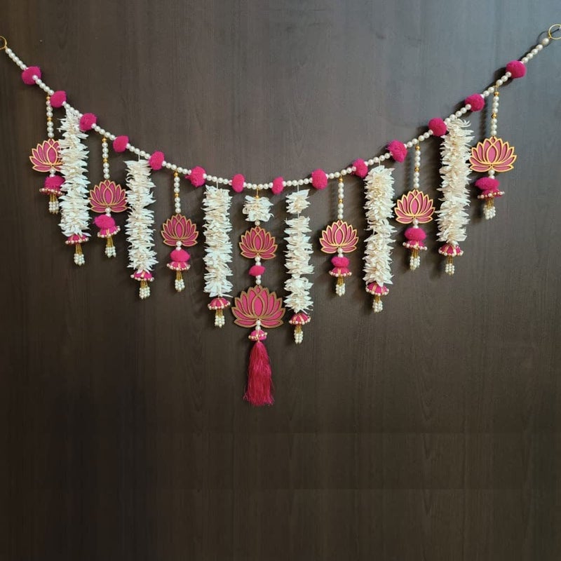 MYGIFTYSHOP MyGiftyShop Handmade Door Hanging Lotus Style Bandarwal Toran TL01 Diwali New Year Inauguration Wedding Festival Home Decor Pooja 40 Inch X 12 Inch - Image 1