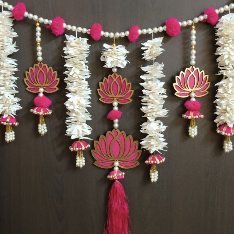 MYGIFTYSHOP MyGiftyShop Handmade Door Hanging Lotus Style Bandarwal Toran TL01 Diwali New Year Inauguration Wedding Festival Home Decor Pooja 40 Inch X 12 Inch - Image 2