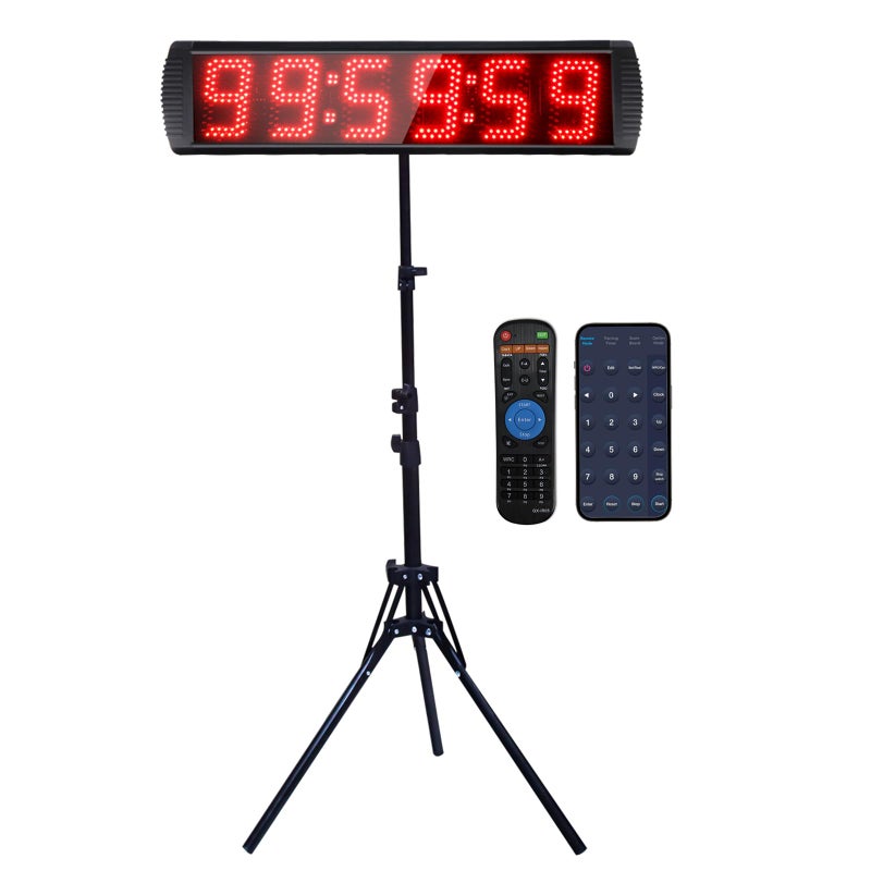 ساعة سباق LED محمولة GAN XIN 5 عالية 6 أرقام مع حامل ثلاثي للأحداث الرياضية عد تنازلي مؤقت سباق رقمي ساعة 1224 ساعة ساعة توقيت LED بالتحكم عن بُعد