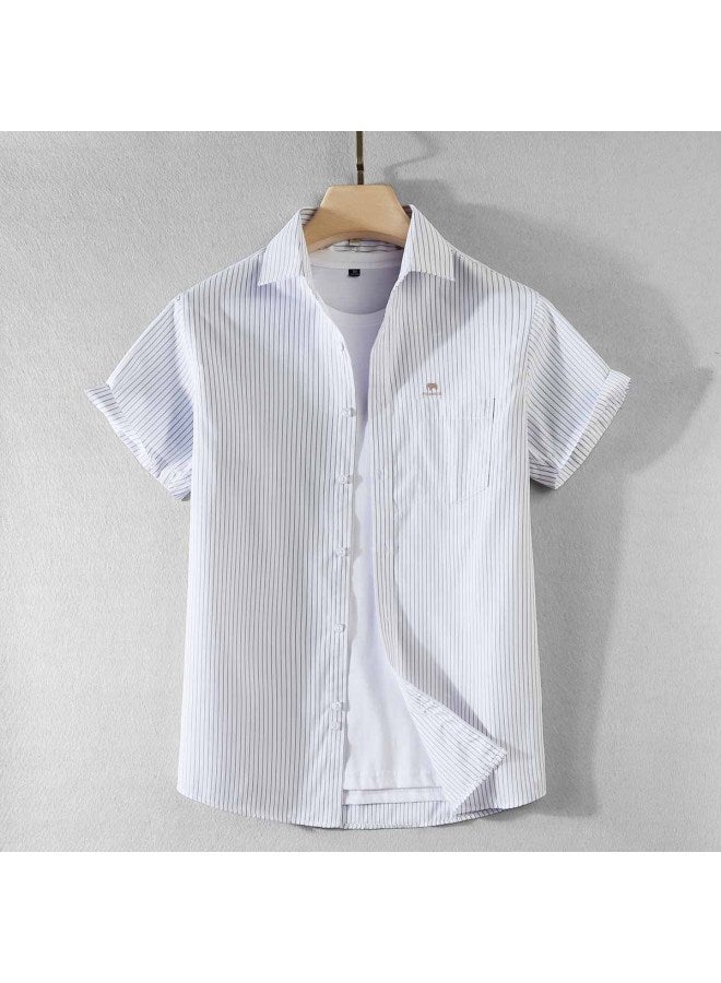 Fomoce cool Summer Solid Color Men's Short Sleeve Shirt - Image 3